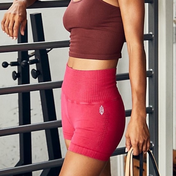 Free People Pants - BUNDLE Free People Movement Good Karma Running Shorts FLAWS Size M/L Yellow Pink